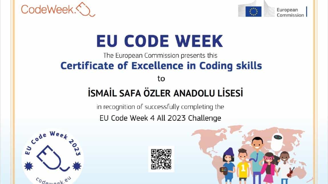 CodeWeek EU Mükemmellik Sertifikası Aldık.